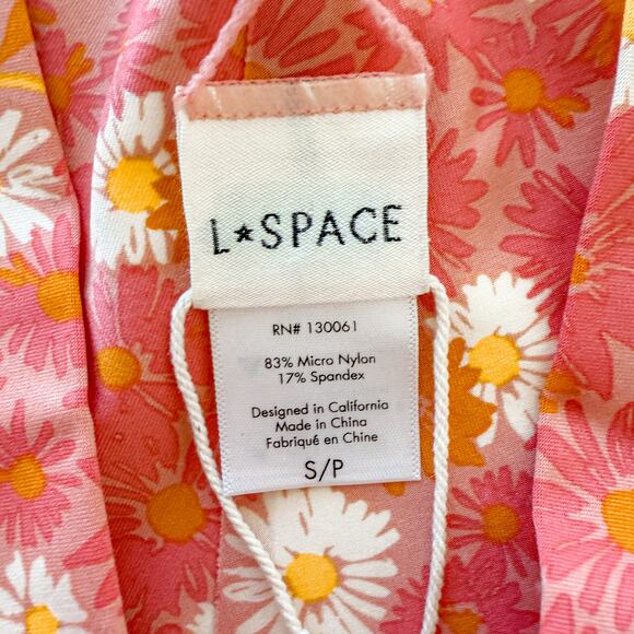 L Space Bikini Bottom Womens Small‎ Pink Fused RY Floral Boho Swim Beach Summer - Picture 4 of 6